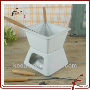 square ceramic chocolate fondue set